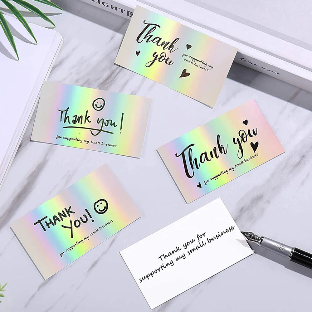 30pcs Thank You Card For Supporting Business Package Decoration "Gorgeous Thanks" Business Card Laser card Handmade With Love