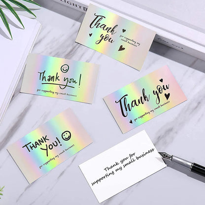 30pcs Thank You Card For Supporting Business Package Decoration "Gorgeous Thanks" Business Card Laser card Handmade With Love