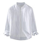 Flax Men Spring And Summer Stand Collar Long Sleeve Fashionable Men's Shirt Cotton Linen Shirt for Men Vintage Vacation Shirts