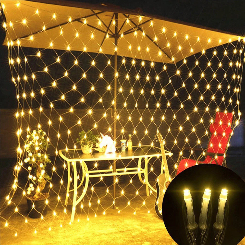 LED Net Mesh Fairy Lights – Outdoor Waterproof Curtain String Lights (Multiple Sizes, 110V/220V)