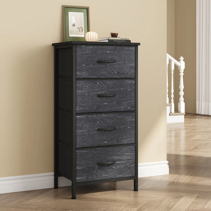 4‑Drawer Fabric Cabinet – Wood Top, Steel Frame