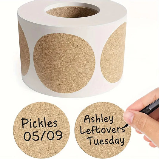 500pcs/roll Kraft Round Self-adhesive Label Paper Blank Labels for DIY Custom Classification Stickers Envelope Sealing Accessory