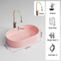 Pink Ceramic Vessel Sink – Modern Countertop Basin with Drain