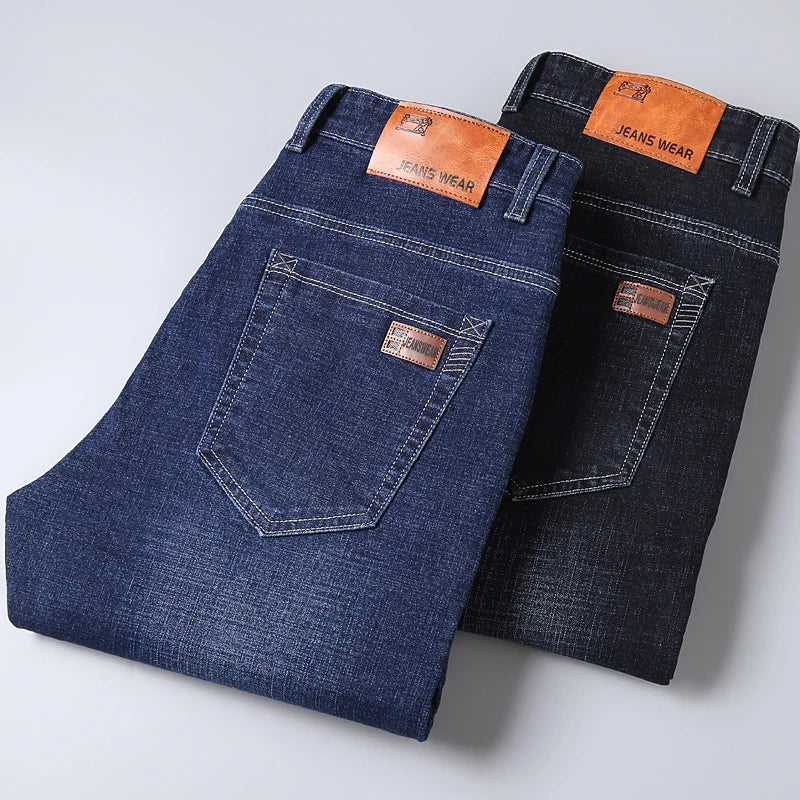 Men’s Stretch Regular Fit Jeans (Business Casual, Classic Straight Denim)