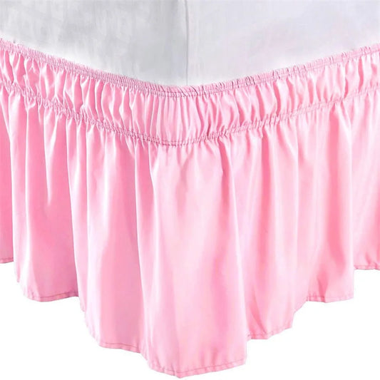 Pretty Comfort Ruffles Bed Skirts With Double Layers Elastic Belts-Wrinkle & Fade Resistant Fabric-15 and 18 Inch Height