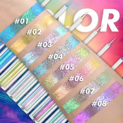 Duo chrome Glitter Liquid Eyeliner Waterproof Long-lasting Ultra-Fine Tip Smudge-proof Eye Liner Makeup