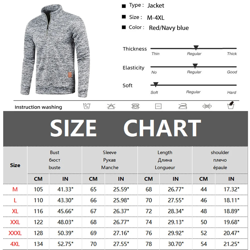 Men's Thick Half Zipper Pullover Turtleneck Sweatshirts