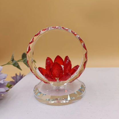 1pc New crystal pink lotus ornament: suitable for counter decoration, car interior decoration, Buddhist hall, living room, offic