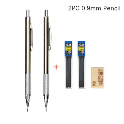 Full Metal Automatic Mechanical Pencil Set (0.3 -0.5 -0.7 -0.9 -1.3 -2.0mm)