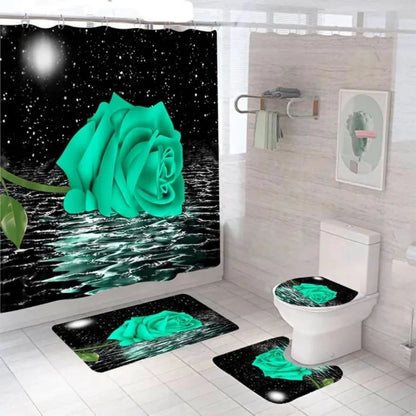 Purple Rose Shower Curtain Polyester Bath Curtain Set 3D Print 180x180 Bathroom Curtain Colorful Flowers Home Decor Dropshipping