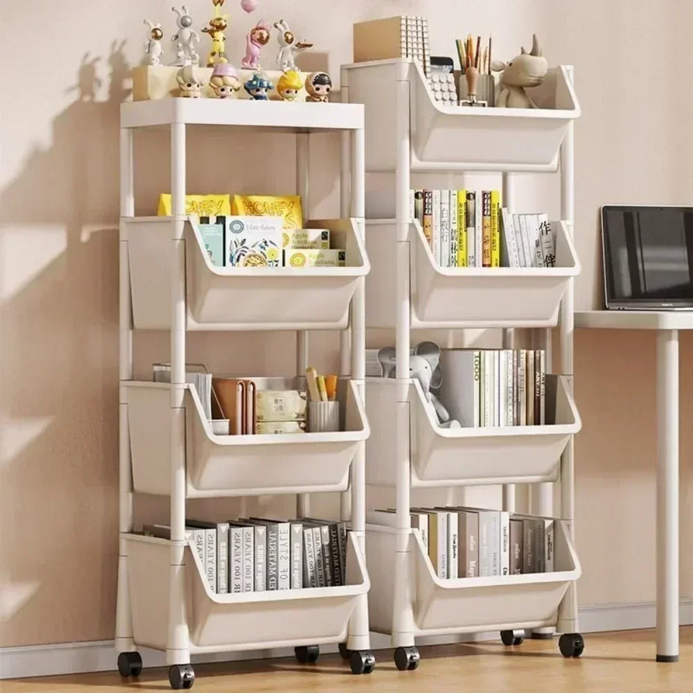 Slim Kitchen Corner Storage Rack — Multi‑Layer Narrow Bookshelf