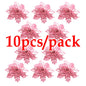 (10pcs) Artificial Christmas Tree Flower Glitter Decorations Xmas Ornaments New Year Gift
