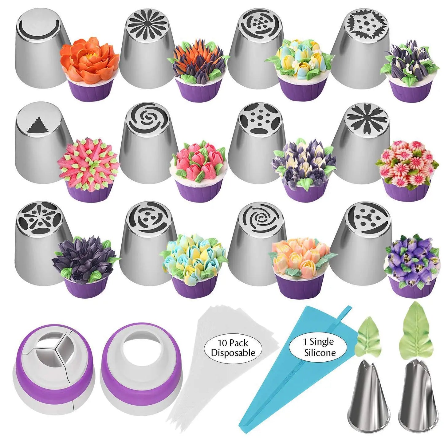 27 pieces Russian mounting nozzle set cream squeezing mouth cake mounting bag DIY baking tool set