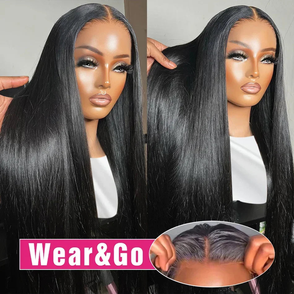 Wear & Go Glueless Bone Straight Wig (30–34 Inch · 13×6 / 6×4 HD Lace · Human Hair)