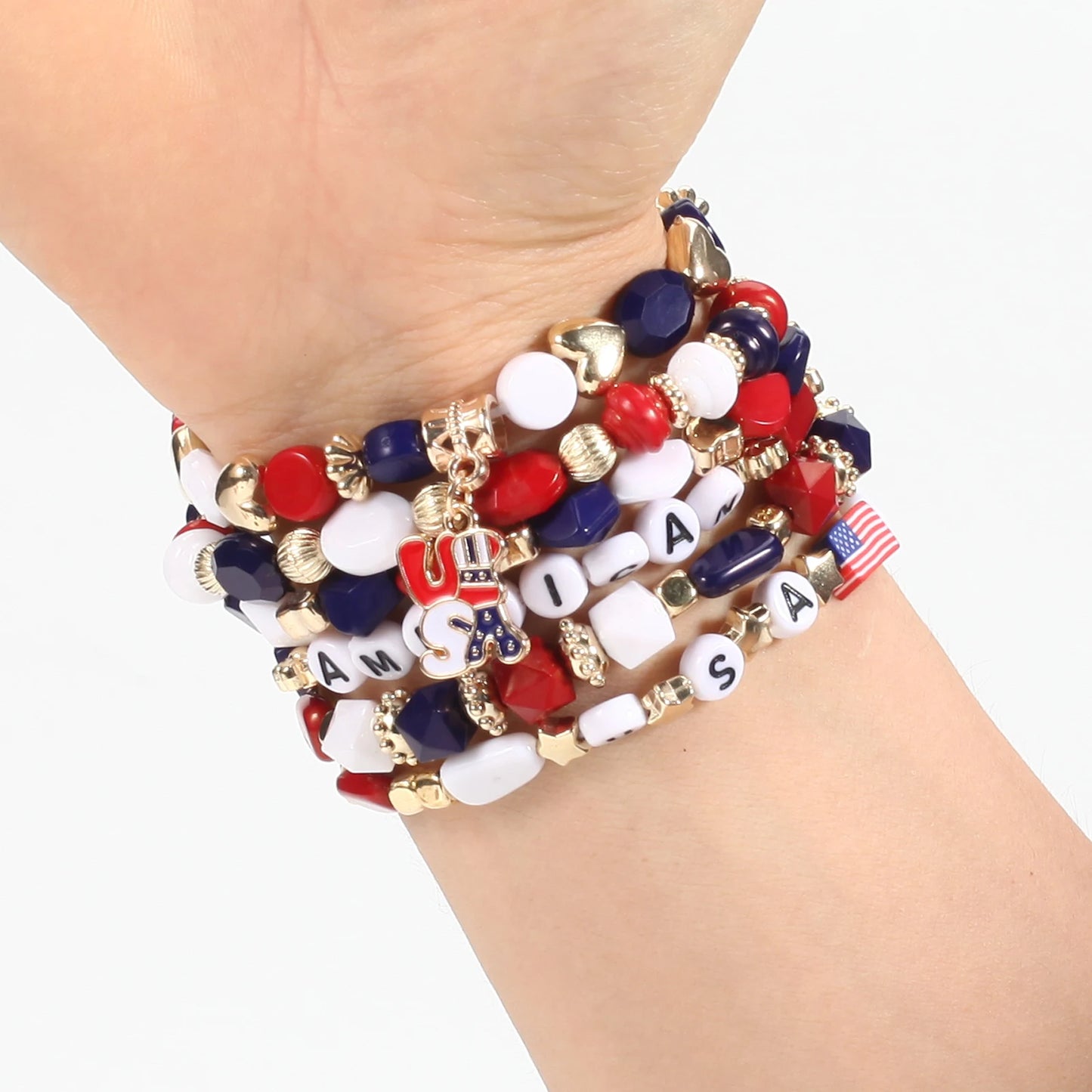 4th of July Independence Day St.Patrick’s Day Bracelets for Women Girls Charm Bracelet Beaded Stretch Bracelet