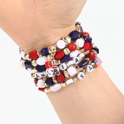 4th of July Independence Day St.Patrick’s Day Bracelets for Women Girls Charm Bracelet Beaded Stretch Bracelet