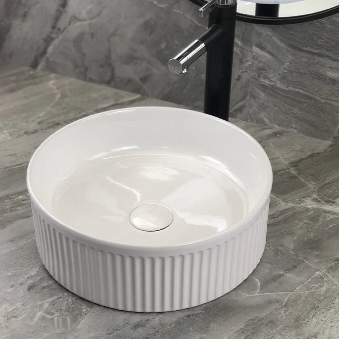 Modern White Round Countertop Wash Basin