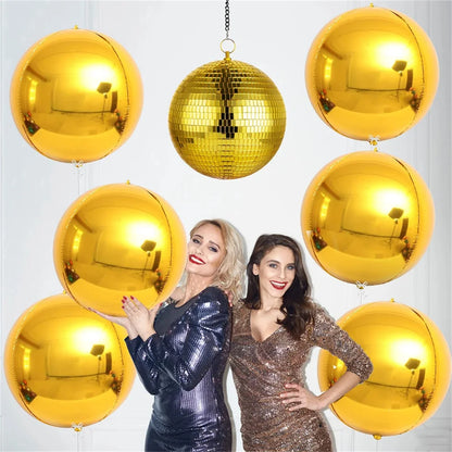 5/10pcs 4D Foil Sphere Balloons, Large Round Rose Gold Silver Plated Mylar Balloons for Birthday Party Decorations, 22 in