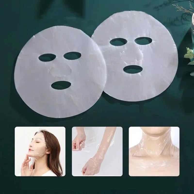100pcs Plastic Film Full Face Mask Wraps