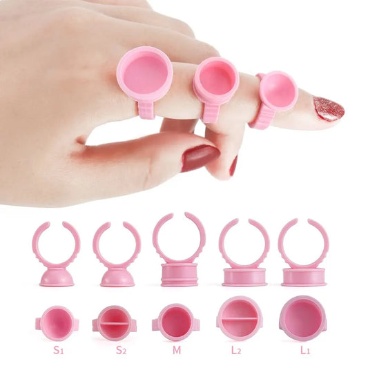 100pcs Disposable White Eyelash Glue Ring Cup Holder Container Tattoo Pigment Eyelash Extension Tools Lash Supplies Accessories
