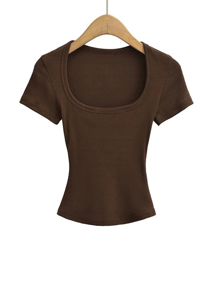 Women’s Square Collar Summer Crop Top