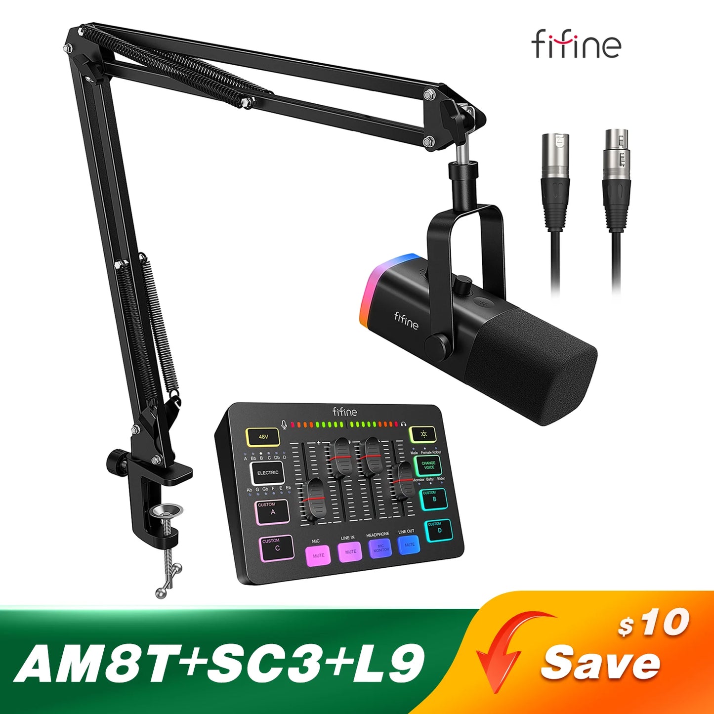 Gaming Audio Set Microphone/Mixer/Headset for Streaming Podcasting,Podcast Set for Youtube/OBS/Tiktok/X/VK - AM8/H9/SC3