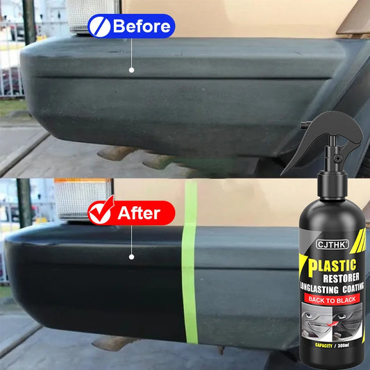 Car Plastic Restorer Coating Agent for Auto Plastic and Rubber Exterior Repair, Cleaning, Refreshing, and Restoration. Black Shine, Seal, and Brighten.