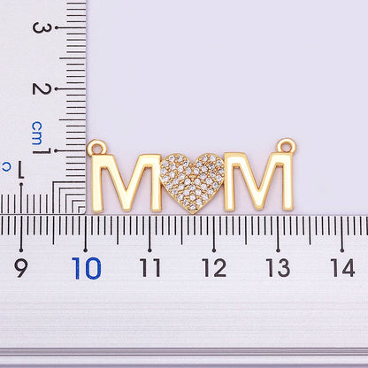 Nidin Luxury Fashion Letter "MOM" Inlaid Crystal Pendant Necklace Mother's Birthday Gift Woman Neck  Anniversary Jewelry