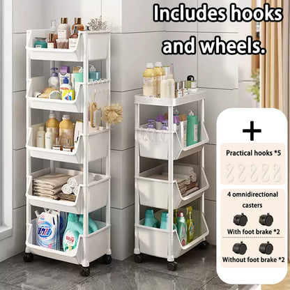 Mobile Kitchen Organizer Rack — Snack, Toy & Book Trolley w/ Wheels