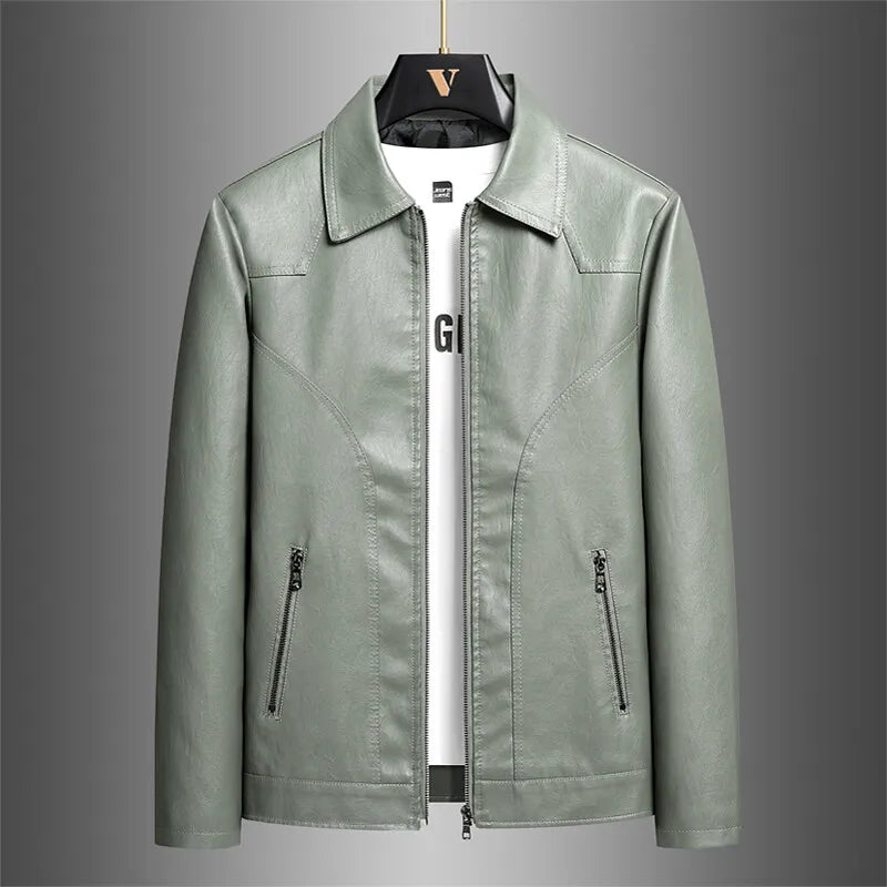 Men’s Classic PU Lapel Jacket