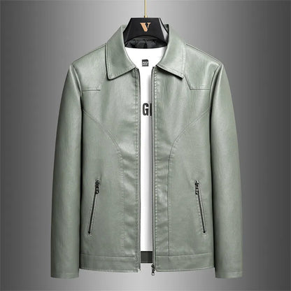 Men’s Classic PU Lapel Jacket