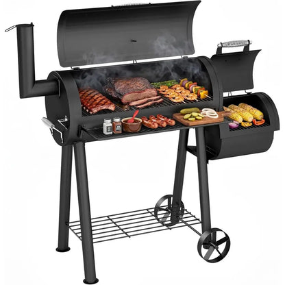 Heavy‑Duty Charcoal &amp; Wood Offset Smoker Grill (512 sq. in.)