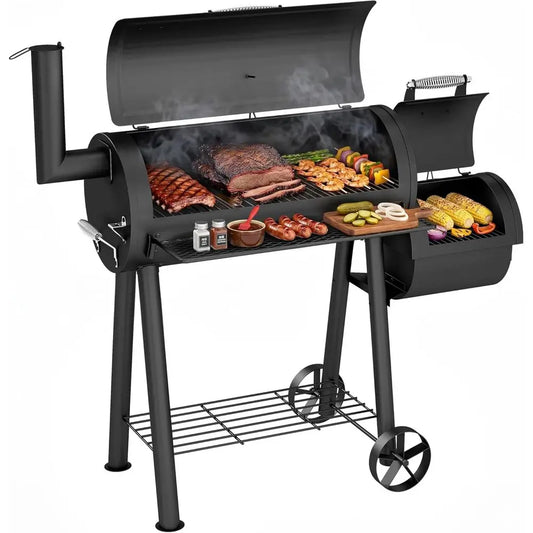 Heavy‑Duty Charcoal &amp; Wood Offset Smoker Grill (512 sq. in.)
