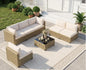 7‑Piece Wicker Patio Conversation Set – Custom Sectional Sofa
