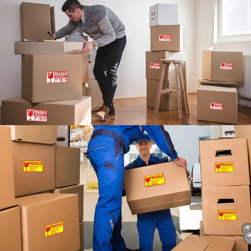 500PCS Fragile Stickers (Waterproof · Tear‑Resistant · Handle With Care Labels)