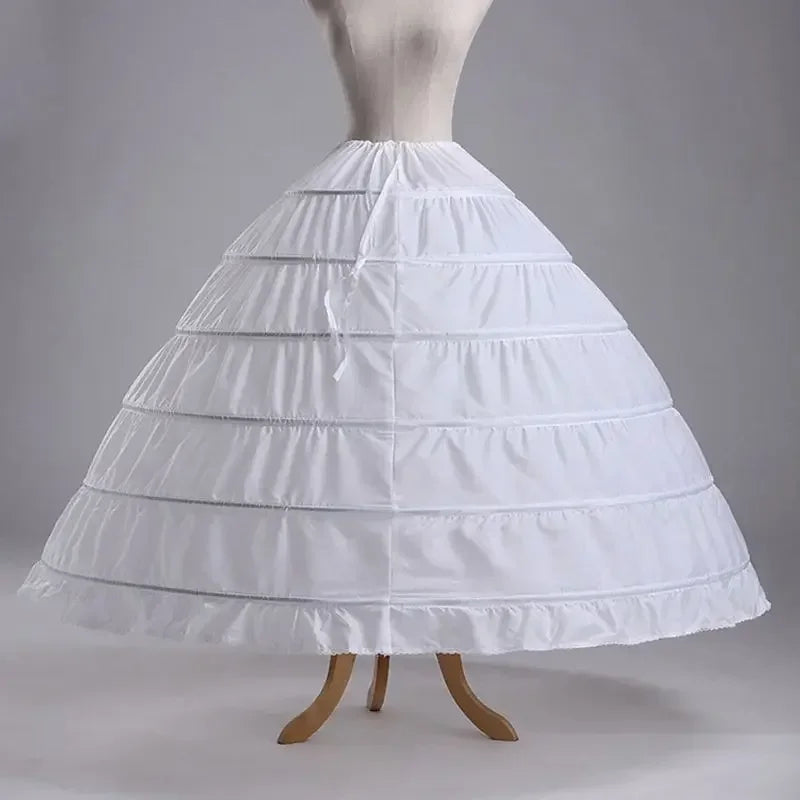 White 6‑Hoop Petticoat (Ball Gown Wedding &amp; Quinceañera Underskirt)