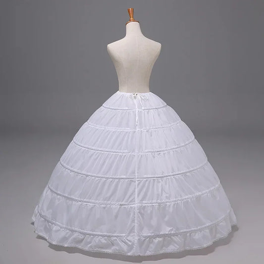 White 6‑Hoop Petticoat (Ball Gown Wedding &amp; Quinceañera Underskirt)