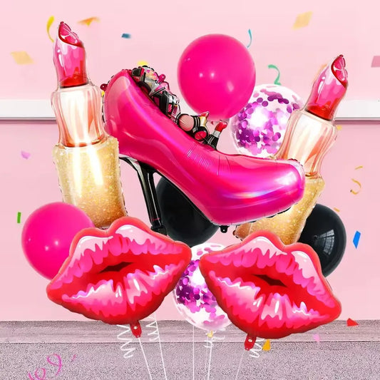 11pcs Lipstick lipaluminum foil balloon Valentine's Day girls party decorations birthday makeup party memorial decorations
