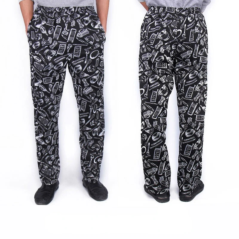 Men Work Wear Restaurant Kitchen Elastic Waist Pants