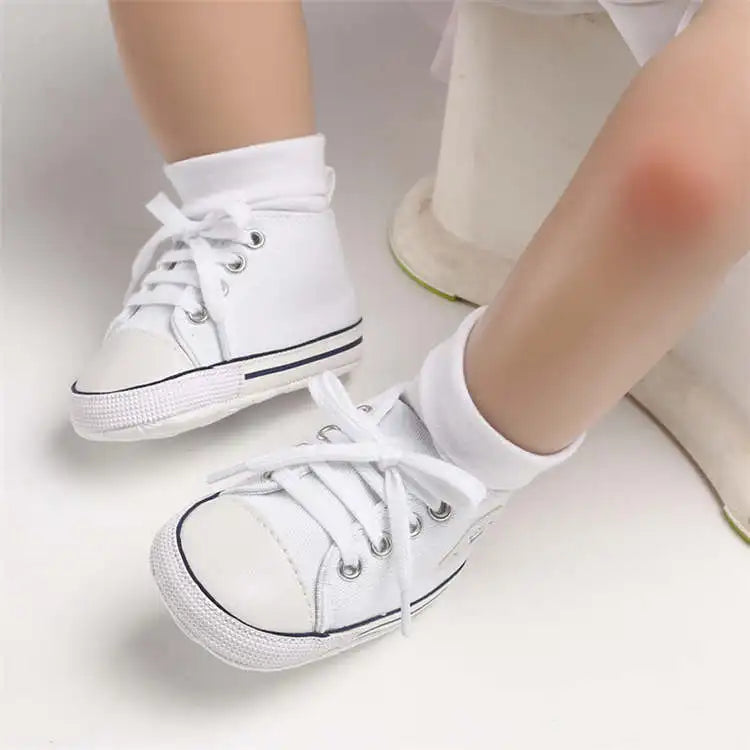 Baby Classic Canvas Sports Shoes Gender Free First Pair of Toddler Baby Shoes Non Slip Soft Soles Newborn Baby Crib Shoes