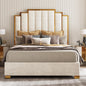 Queen Velvet Bed Frame with Gold Trim Headboard (Custom)