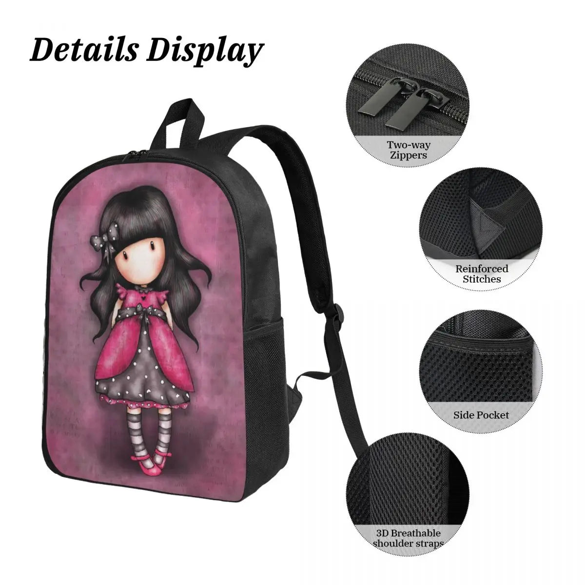 Santoro Gorjuss 3‑Piece Student Backpack Set – BookBag, Lunch Bag & Pencil Case