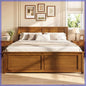 Wood Full Platform Bed with Headboard & Under‑Bed Storage