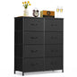 9‑Drawer Tall Bedroom Dresser with Wooden Top & Fabric Bins