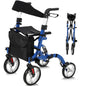 All‑Terrain Rollator Walker with Seat (Foldable Aluminum, Adjustable Height)