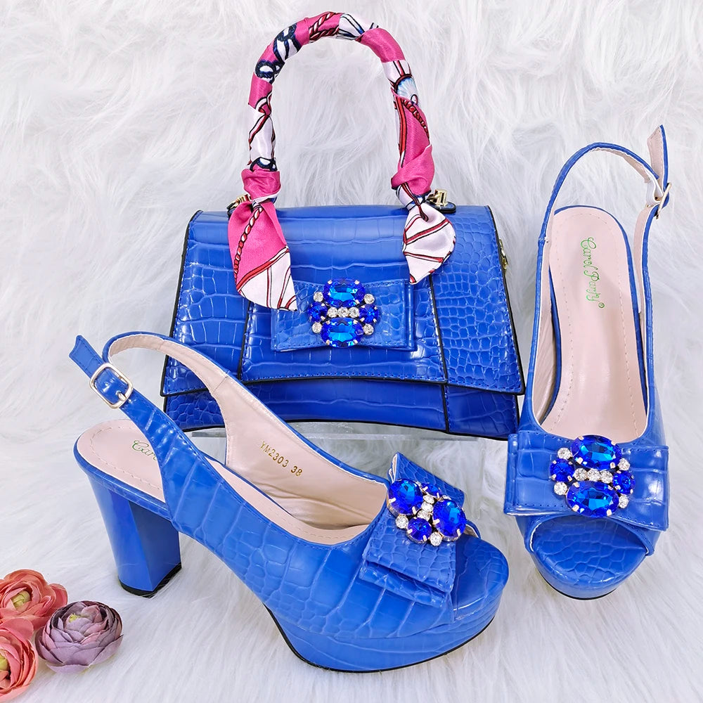 Doershow beautiful Italian shoe and bag set, featuring new shoes and matching bags from Italy in a stunning pink color, model HFG1-23.