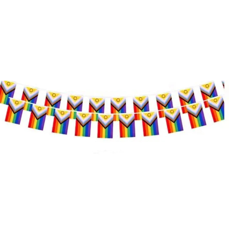 Rainbow string Flags 20pcsset/14x21cm Rainbow  Flags Banner LGBT Pride Lesbian Gay Parades string