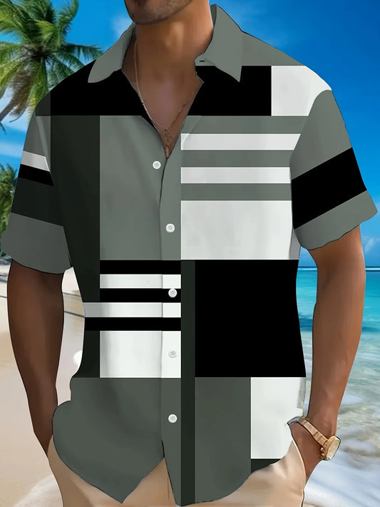 The new men's short-sleeved shirt for summer 2025 is breathable lightweight casual and fashionable with 3D printing