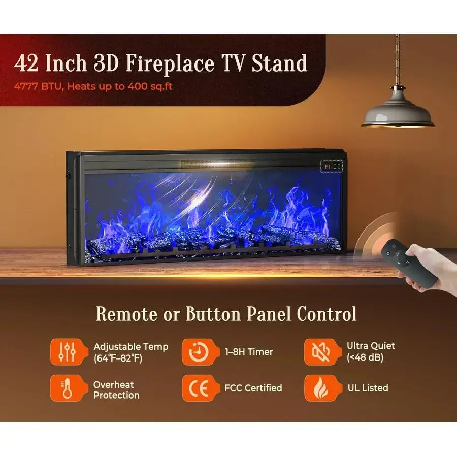 70" Farmhouse TV Stand with 42" Electric Fireplace