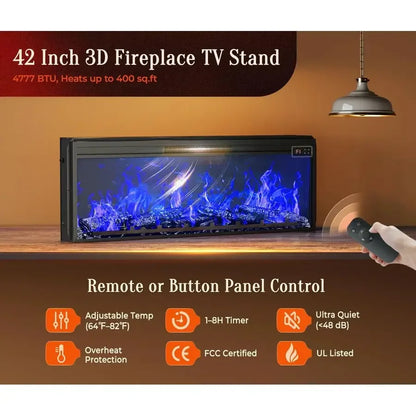 70" Farmhouse TV Stand with 42" Electric Fireplace